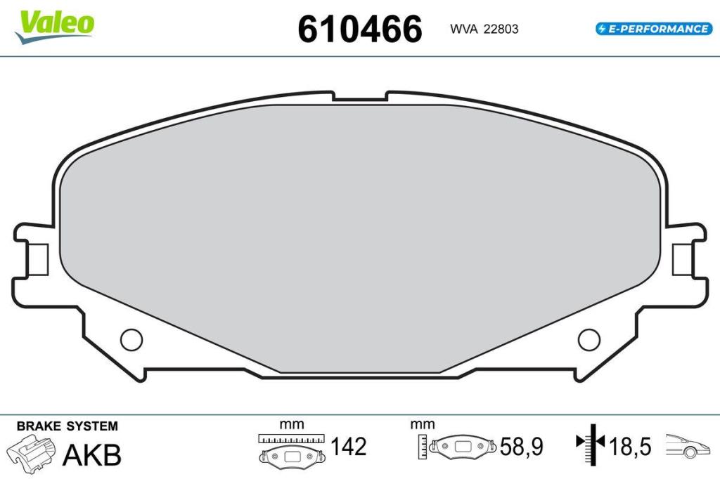 Jogo de 4 pastilhas de travão VALEO ref. 610466